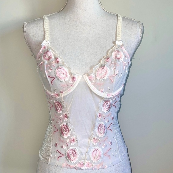 Vintage Mesh Rosette Bustier Camisole - Picture 2 of 7